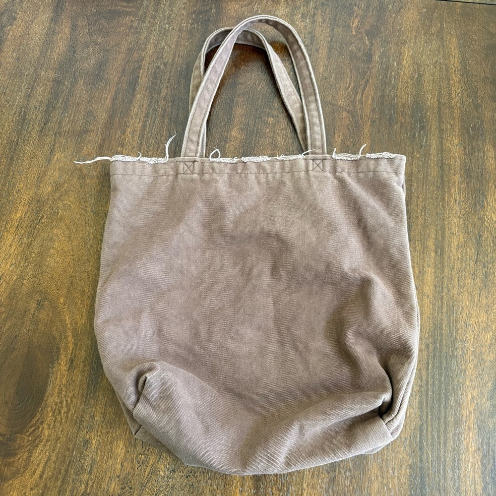 Urban Outfitters Smiley Dark Brown Canvas Tote Book Fringe Bag OS - Picture 3 of 10